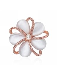 Merdia Fashion Elegant Cats Eye Pearl Brooch - Rose-golden + White