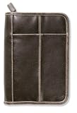 Bible Cover: Distressed Leather-Look Brown with Stitching Accent Med
