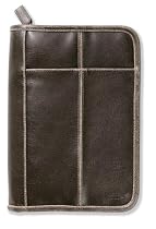Bible Cover: Distressed Leather-Look Brown with Stitching Accent Med