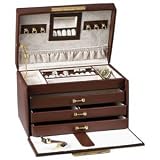 Ragar Paris Weave Jewelry Box with Three Drawers in Genuine Leather