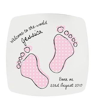 Personalised Girl's Footprint 'Born On' Plate