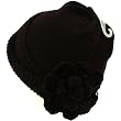 Crochet Flower Knit Skull Beanie Winter Large Hat Black