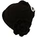 Crochet Flower Knit Skull Beanie Winter Large Hat Black