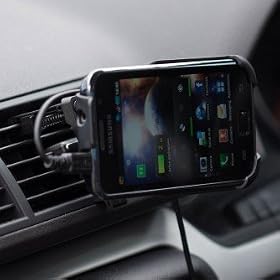 ULTIMATEADDONS Swivel Air Vent Car Kit Mount for Samsung Galaxy S + Car charger with 2 metre Long straight cable