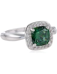 Myia Passiello "Cushion" Cut Green Swarovski Zirconia Halo Ring