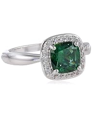 Myia Passiello "Cushion" Cut Green Swarovski Zirconia Halo Ring