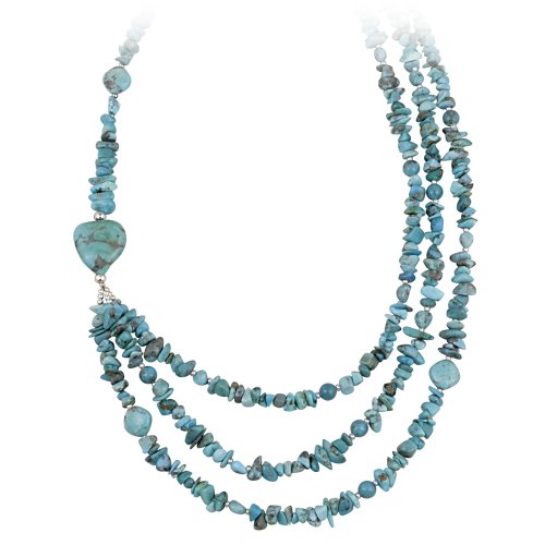 Sterling Silver and Turquoise Nugget 3 Row Necklace, 20+3