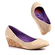 Damen Schuhe, PUMPS, KEIL, 258-17, Synthetik in hochwertiger Leder Optik, Hellbraun, Gr 41