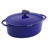 Rachael Ray 3-1/2-Quart Cast-Iron Covered Oval Casserole, Blue