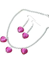 Sterling Silver Murano Glass Bead Earring Necklace Set