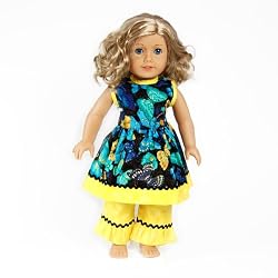 Yellow & Blue Butterfly 2pc Doll Outfit Clothing -- Fits 18" American Girl Doll