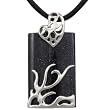 Dragon Midnight Blue Goldstone Leather Necklace with Platinum Overlay CAREFREE Sterling Silver (20")