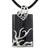 Dragon Midnight Blue Goldstone Leather Necklace with Platinum Overlay CAREFREE Sterling Silver (20")