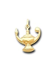 14K Solid Yellow Gold Aladdin Genie Lamp Charm Pendant