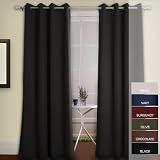 Premium Solid Grommet Top Thermal Insulated Blackout Curtain 264cm W x 229 cm L (104in X 90in) 1 Pair-BLACK