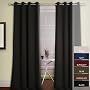 Premium Solid Grommet Top Thermal Insulated Blackout Curtain 95" Length 1 Pair-BLACK