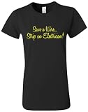 Juniors or Womens Save A Wire Strip An Electrician Short Sleeve Black Shirt