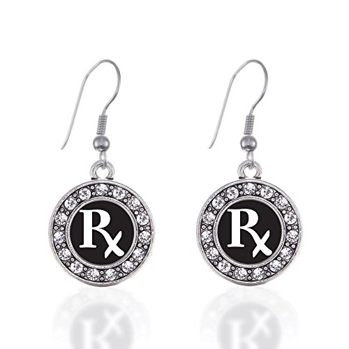 Inspired SilverSilver Circle Charm French Hook Drop Earrings with Cubic Zirconia Jewelry