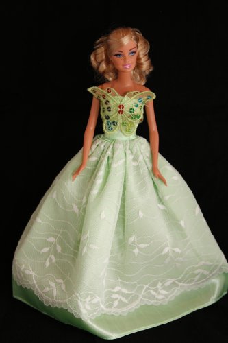 Light Green Barbie Sized Doll Party Dress