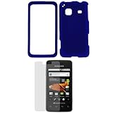 GTMax Blue Rubberized Snap On Case + Clear LCD Screen Protector for Boost M ....