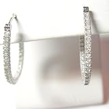 14K White Gold Diamond Hoop Earrings - 1.00 Ct.