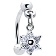 Top Down Clear Gem Dangle Flower Eyebrow Ring