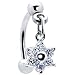 Top Down Clear Gem Dangle Flower Eyebrow Ring