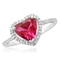 10k White Gold Heart-Shaped Created Ruby with Diamonds Heart Ring, Size 5