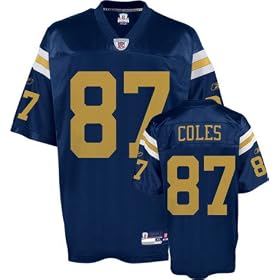 Men`s New York Jets #87 Laveranues Coles 75th Anniversary Replica Jersey