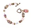 Bracelet - B11 - Handmade Murano Glass & Fire-Polished Beads - Sm Oval - Oval Dangle - Toggle Closure ~ Rose (Pink)