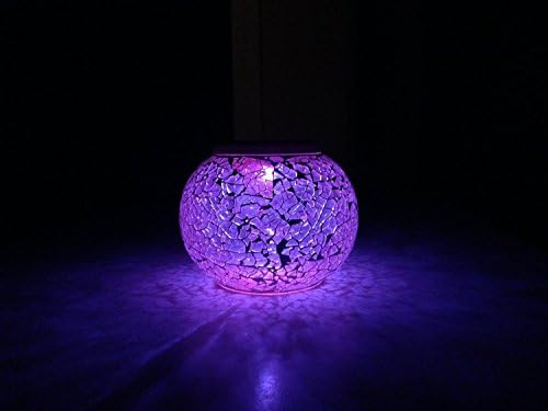 Top One Tech New Arrival Mosaic Color Changing LED Solar light, Waterproof Flameless Light Lamp for Indoor or Outdoor Decorations (Silver Glass)