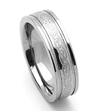 6MM Comfort Fit Titanium Wedding Band Celtic Knot Grooved Ring (Size 7 to 14)