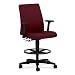 HON HONITS5AHUNT69T Ignition Ergonomic Low-Back Task Stool, Adjustable T-Arms, Fully Upholstered, Height-Adjustable Foot Ring, Wine Fabric, Black Frame