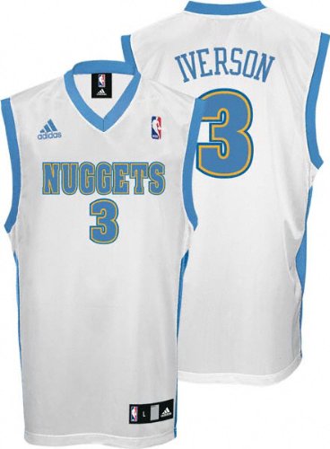 Allen Iverson Denver Nuggets White Youth Replica Adidas NBA Jersey
