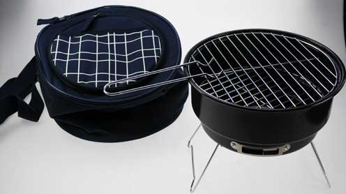 Minigrill mit integrierter Kuehltsche f. Segler & Biker, Camping Grill, Trekking Grill, Holzkohlegrill, Seaside, blau