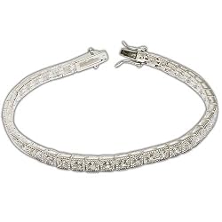 Tennis Bracelet Sterling Silver and Zircon Gemstone 7.5Inches