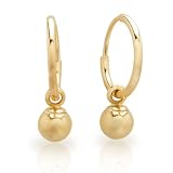 41cP OrAtML. SL160  Duragold 14k Yellow Gold 10mm Endless Hoop Earrings with 4mm Bead