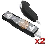 2 pcs Set Black Remote Controller+ Nunchuk Skin for Wii