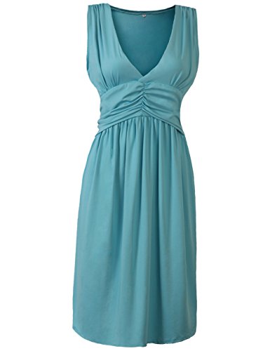 Anca Demi Women's V-Neck Sleeveless Fit And Flare Ruched Waist Skater Dress Plus