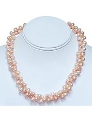 Hydia 6-7mm Pink Double Twist Freshwater Pearl Necklace with Gift Pouch