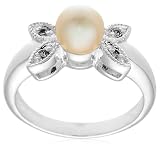 Sterling Silver Pearl with Leaf Design Ring