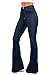 Vibrant Women's Juniors Bell Bottom High Waist Fitted Denim Jeans