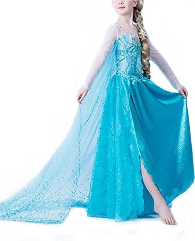Nice Sport Big Girls' Princess Elsa Frozen Birthday Dress Carnival Costume 150-160 cm (10-12 ans) Blue