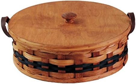 Amish Handmade Round Single Pie Carrier Basket (BLUE W/O LINER)