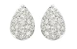14K White Gold Diamond Teardrop Earrings