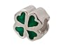 Zable(tm) Sterling Silver Green Enamel Clover Bead / Charm