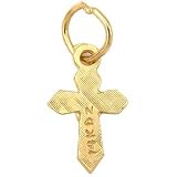 14k Gold Cross Charm Small Diamond-Cut Pendant 12mm