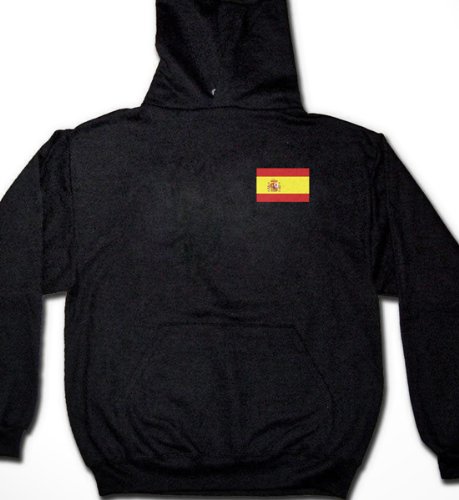 Espana Small Flag International Soccer Sweatshirt, Spain Soccer Mens Hoodie, X-Large, Black