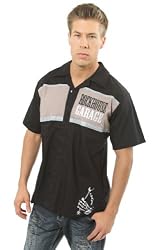 Rock House Garage Skeleton Wrench Embroidered Black Work Shirt