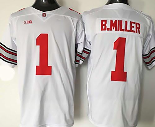 NCAA Men's Football Jersey Ohio State Buckeyes NO.1 B.MILLER WHITE Fashion Football Jersey L